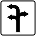 Arrow pointing in three directions. Road navigation